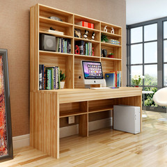 电脑桌台式家用书桌书架组合简约写字台学习桌办公桌书柜双人桌子