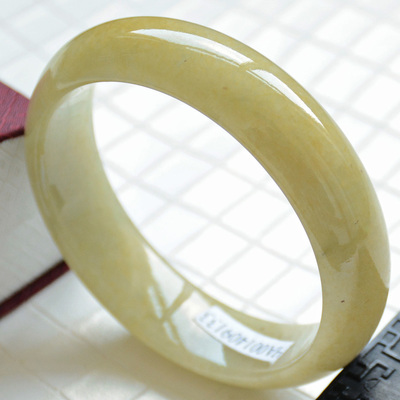 满色黄翡手镯 内径52.8 纯天然a货翡翠手镯 t708