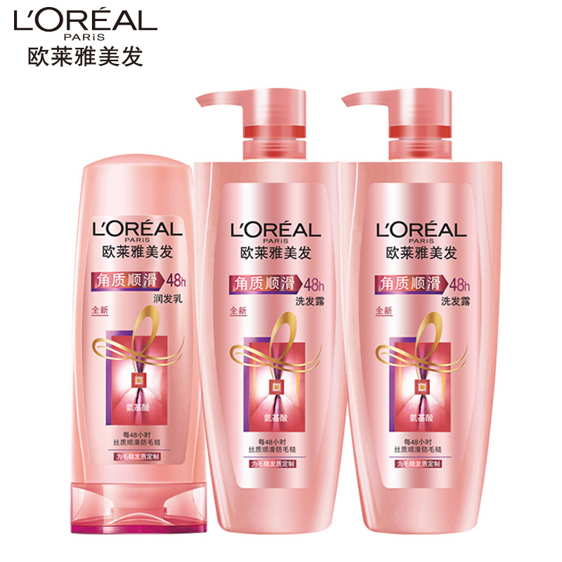 L'OREAL 欧莱雅美发角质顺滑洗发露护理套装 改善毛躁 营养柔顺产品展示图1