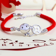 Full of decorating your monkey born in Red String Bracelet S925 silver 12 Chinese zodiac sign monkey hand silver bracelet Jewelry Accessories