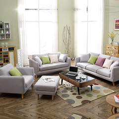 新款北欧风格实木沙发简约现代客厅家具1 2 3沙发组合三人位布艺