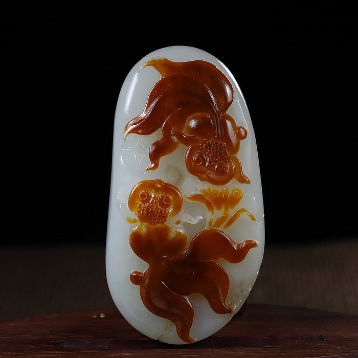 宝玉苑玉雕大师精品专场 和田玉籽料白玉金玉满堂挂件 苏工 109.