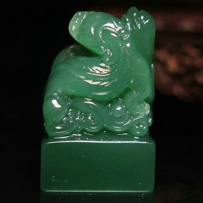 精品西安绿雕钮印章28.33g