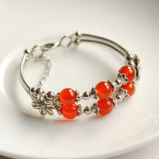 Miao silver bracelet bracelet natural red agate Crystal jewelry, handmade beaded DIY national wind Kit