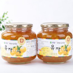 韩国原装柚子茶 韩国quannan全南蜂蜜柚子茶1kg*2瓶