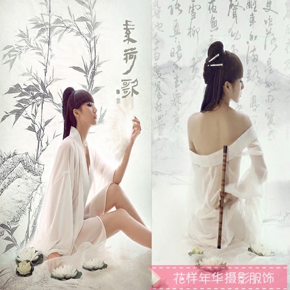 新款盘子女人坊主题写真服影楼性感女古装睡衣睡袍白素珍白蛇狐媚