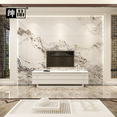 绅品微晶石电视背景墙瓷砖 3d客厅现代中式大理石纹影视墙砖 山水