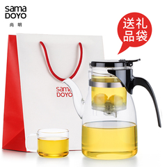 尚明飘逸杯耐热玻璃花茶具套装过滤内胆冲泡茶器茶壶大容量900ml