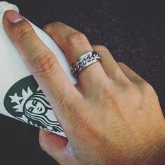 STAY COOL 欧美街头链条钛钢 不锈钢 转动戒指指环男女 情侣
