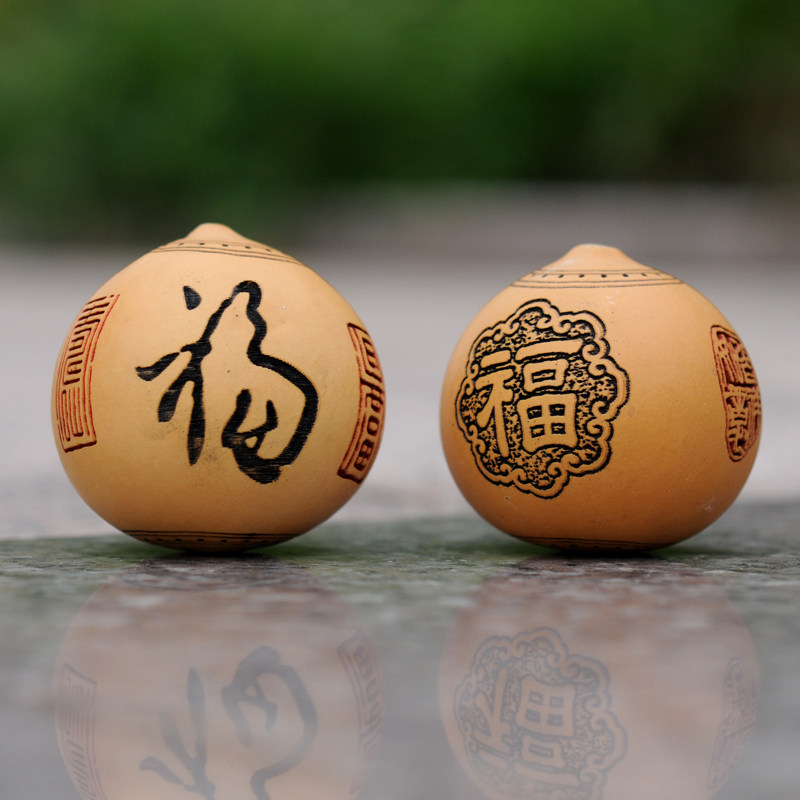 精品天然鸡蛋葫芦福禄寿手捻文玩葫芦烙画雕刻家居工艺品家居摆件