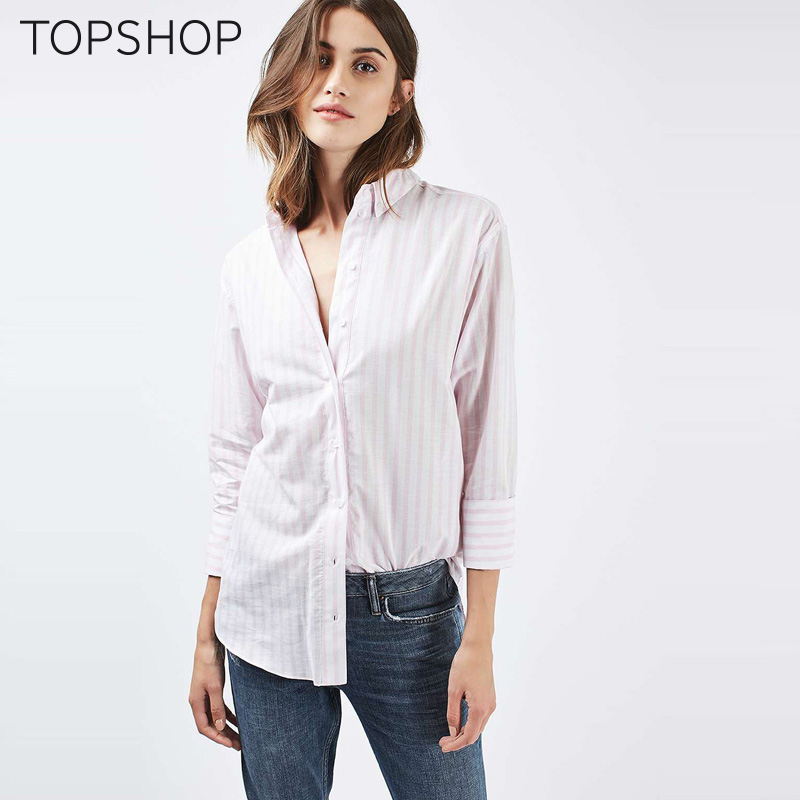 TOPSHOP纯棉粉色条纹长款女式衬衫女13U26KPNK产品展示图5