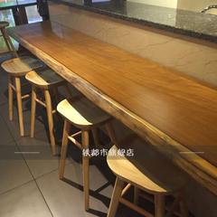 loft美式实木吧台桌家用咖啡厅酒吧靠墙吧台高脚桌星巴克桌椅定制