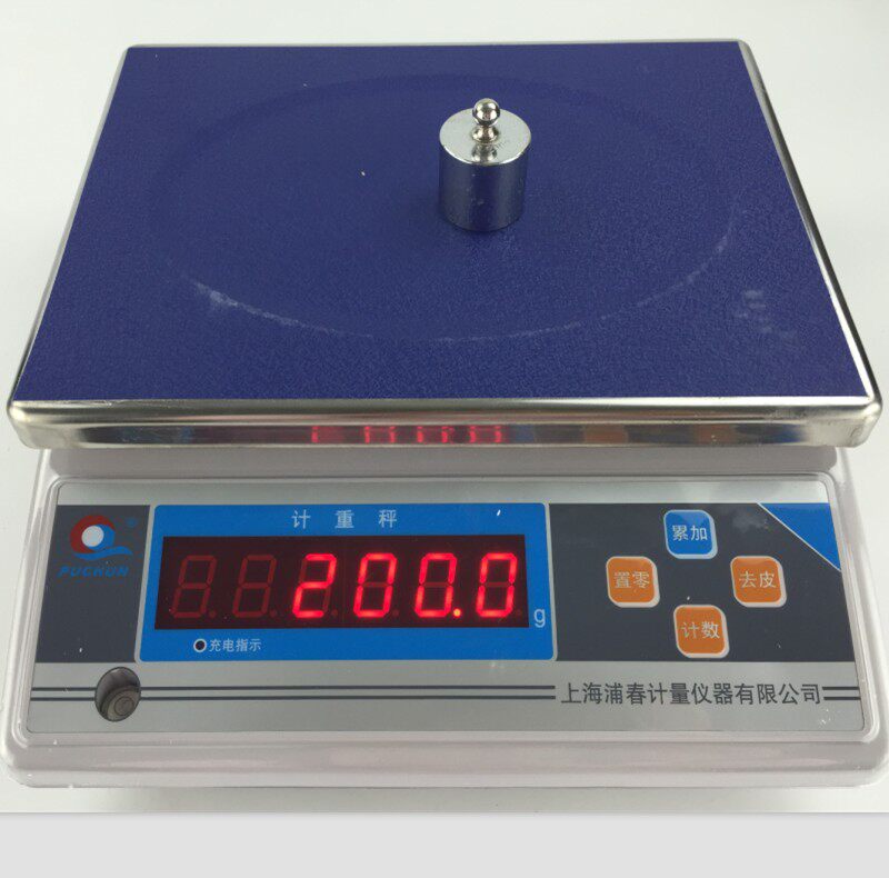 上海浦春电子秤jsb计重称食品包装克重天平3kg6kg15kg30kg01g