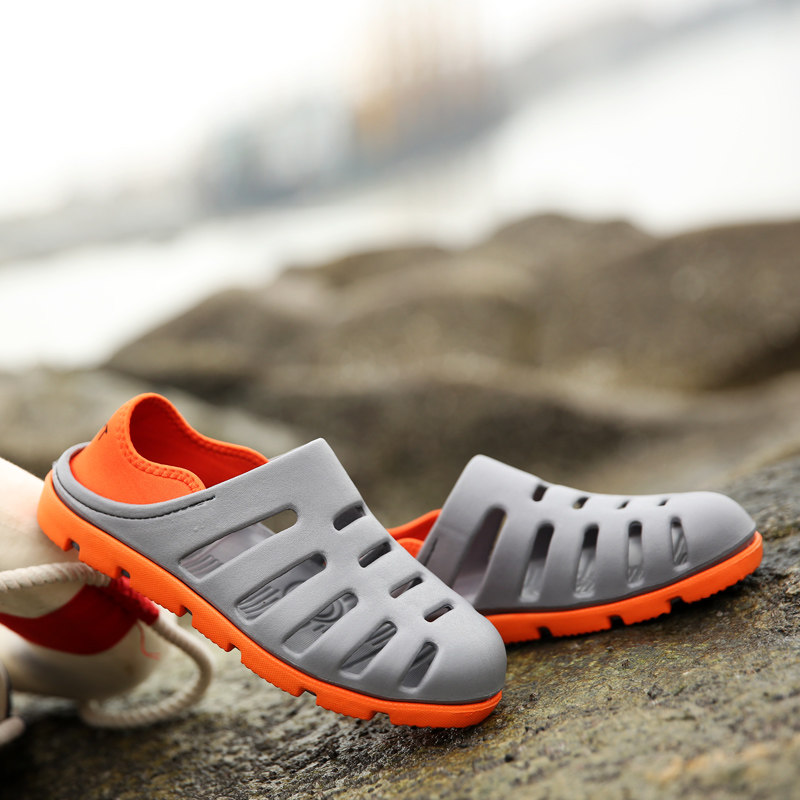 韓版潮流個性男式拖鞋夏季包頭涼鞋沙灘鞋青年防滑洞洞鞋休閑涼拖