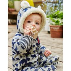英国代购童装MINIBODEN 2016冬男宝宝男童可爱加厚带帽长袖连身衣