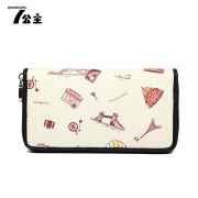 Princess fashion print zip around wallet large zip around wallet 2016 new bulk-ladies wallet Korean wave package