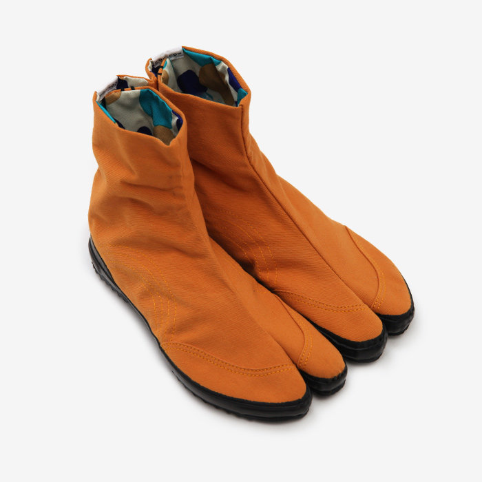 sousou足袋日本京都设计师趾鞋布鞋拼接五扣琥珀色帆布鞋