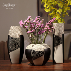 景德镇陶瓷三件套餐桌富贵竹插花瓶 创意现代家居客厅装饰品摆件