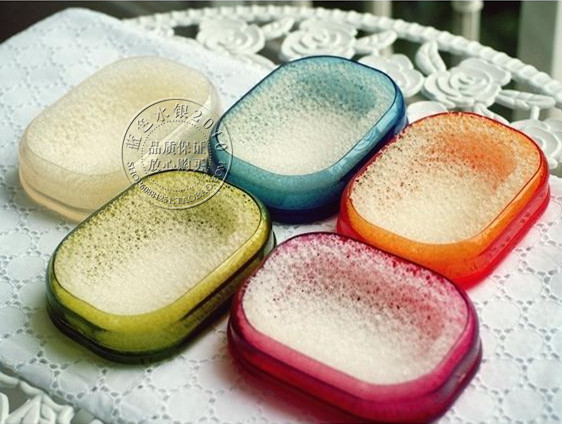 包邮韩国皂盒有氧皂盒创意节约香皂海绵吸水糖果色皂托皂垫