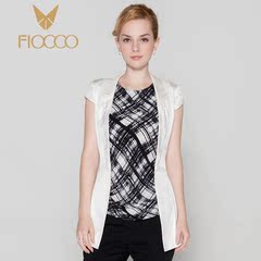 FIOCCO/斐戈新款小西装雪纺休闲女西服短袖韩版中长款修身薄外套