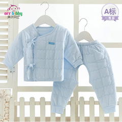 新生儿保暖内衣套装秋冬纯棉男女宝宝衣服夹棉婴儿绑带和尚服厚款