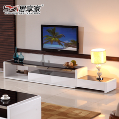 现代简约电视柜 可伸缩电视柜茶几组合 烤漆钢化玻璃拉伸电视地柜