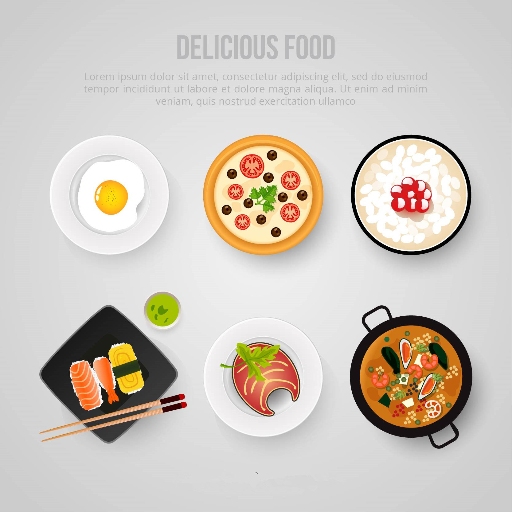 矢量日本和风面条寿司火锅鸡蛋餐饮图标eps设计素材