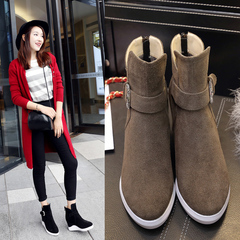 厚底短靴2016秋冬新款韩版潮真皮坡跟马丁靴高跟英伦复古学生女鞋