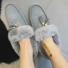 雪地靴女2016新款女加绒冬季韩版保暖百搭平底棉鞋真皮羊毛雪地靴