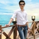 夏季韩版中袖衬衫男士气质高领七分袖潮流衬衣商务免烫休闲寸衫