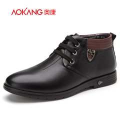 Aucom 2015 winter new business casual men shoes leather Hi shoes leather keep warm men shoes