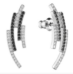 奥地利施华水晶 黑白钻线条水晶时尚造型耳钉Ease耳廓耳环5204110
