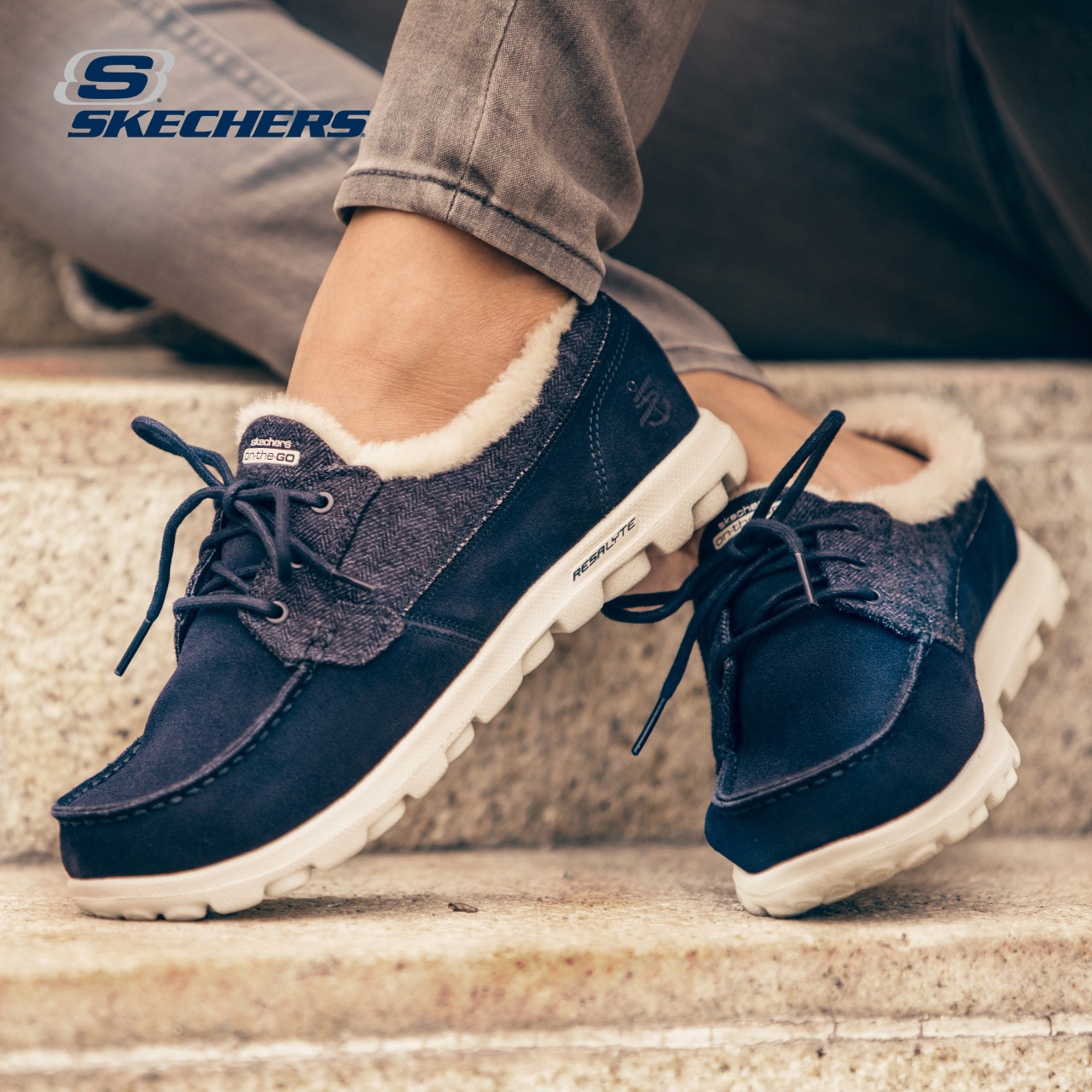 skechers斯凯奇秋冬新品 时尚帆船鞋子女 舒适加绒豆豆鞋6666007产品展示图2