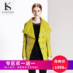 K．S．Bere/卡斯比亚秋冬新品 女士时尚修身中长款绵羊皮皮衣外套