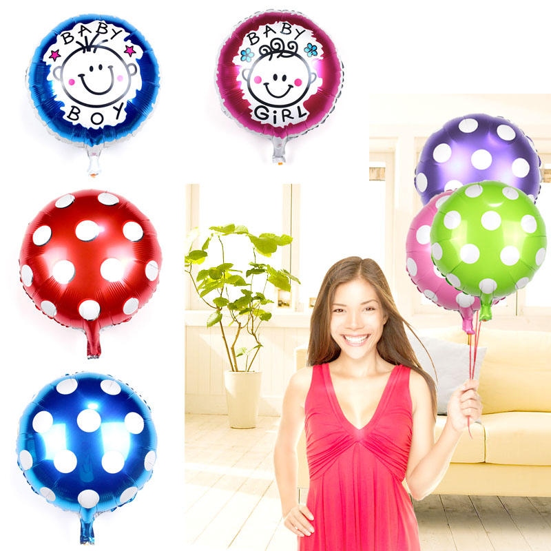 儿童派对装扮 宝宝生日背景布置铝膜气球氢气球 18寸圆点铝箔气球产品展示图2