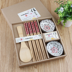 雨花庭日式手绘碟筷勺套装回礼餐具陶瓷促销活动礼品