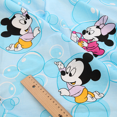 儿童床品纯棉斜纹布料床品面料环保床上用品床单被套手工泡泡米奇