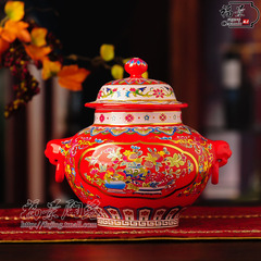 景德镇陶瓷工艺品小花瓶现代中式家居装饰品客厅摆件 典雅储物罐