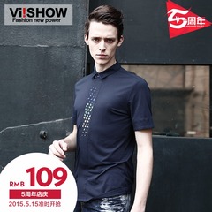 Viishow men's new classic casual Summer dresses men's short sleeve shirt slim fit men's short sleeve cotton shirt boom