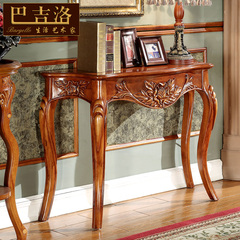 巴吉洛美式玄关桌实木雕花欧式玄关台靠墙桌弧形玄关台装饰桌X203