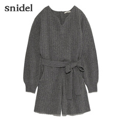 snidel 2016秋冬新品 竖纹系带针织连衣裤（商场同款）