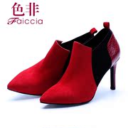 Faiccia/non fall 2015 new counters authentic sheep Beijing pointed stiletto shoes short tube Y901