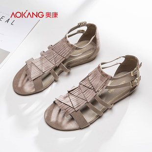 nike聯名lv 奧康女鞋 2020夏季新品露趾流蘇名族風簡約平底出遊涼鞋女 nike男鞋