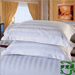 宾馆酒店纯棉床品批发条纹三公分白色加密缎条枕套 单人枕套
