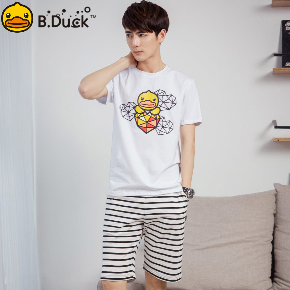 B.Duck舒适透气 男款家居服套装 韩版潮品产品展示图3