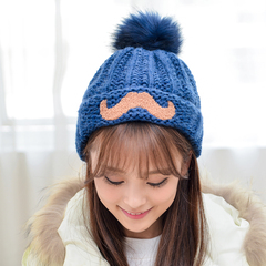 女冬天韩版潮小胡子包头加厚保暖大毛球帽毛线帽护耳针织帽子