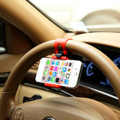 汽车方向盘万能手机架 车载三星苹果45s iPhone6plus导航支架通用