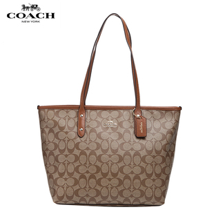 coach托特包f575522 COACH 蔻馳新款女款PVC中號手提單肩包托特tote女包 58292 托特包