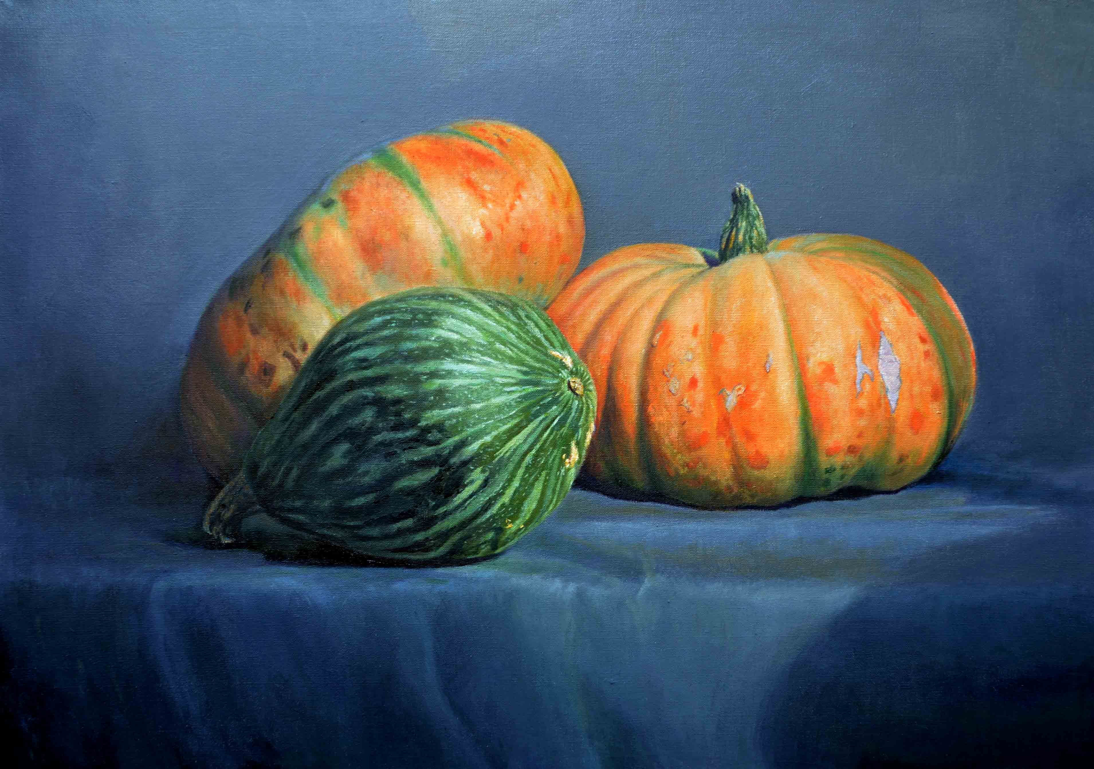 王洪升《南瓜与窝瓜》 布面油画