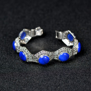 Very limited natural Thai new polygons imported lapis lazuli bracelet silver inlay tungsten carbide bracelets